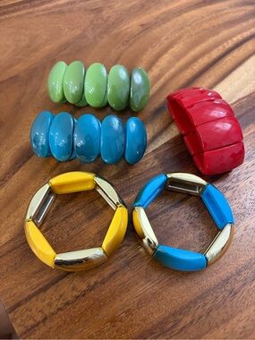 Colourful Stretch Bracelets  - Yellow, Blue, Green, Red